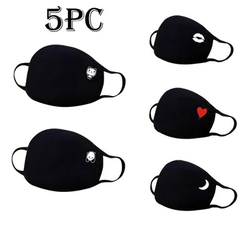 

5PCS Unisex Mouth-muffle Washable Reusable Cartoon 3D Mask Dustproof Fashion Printing Ice Silk Can Be Washed Mouth Cover Masks