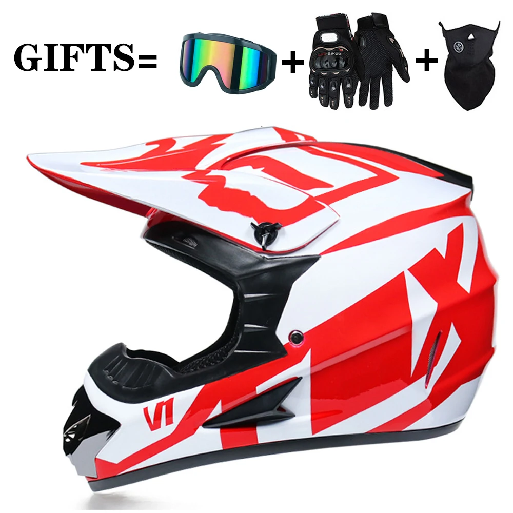 Гоночный внедорожный мотоциклетный шлем DOT Motocross rbike Dirt Bike Полный лицевой шлем Moto Casco Винтаж Casco Мотокросс 3 Подарки - Цвет: 8