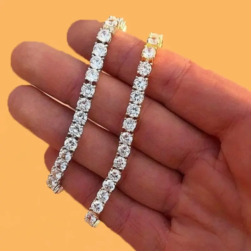 4mm Cubic Zirconia Tennis Bracelet Iced Out Chain Bracelets For Women Men Gold Silver Color CZ Jewelry | Украшения и аксессуары