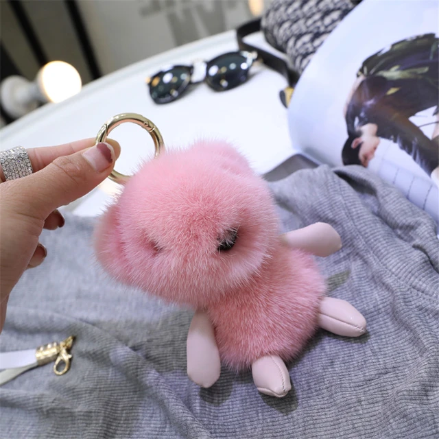 Luxury Real Mink Fur Little Mouse Charm Keychain Women Plush Cute Pendant  Handbag Ornaments Toys Doll Car Keyrings Emo Gifts - AliExpress