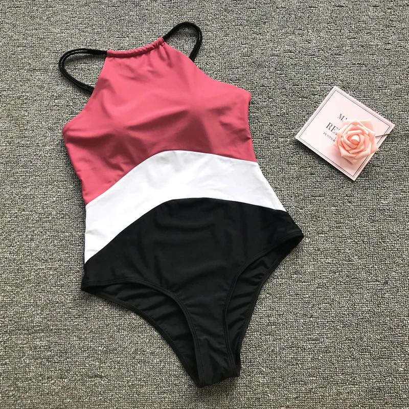 

Sexy One Piece Swimsuit Women Swimwear Push Up Monokini 2019 Bathers Bathing Suit May Female Beach Halter Bodysuit Swim Suits