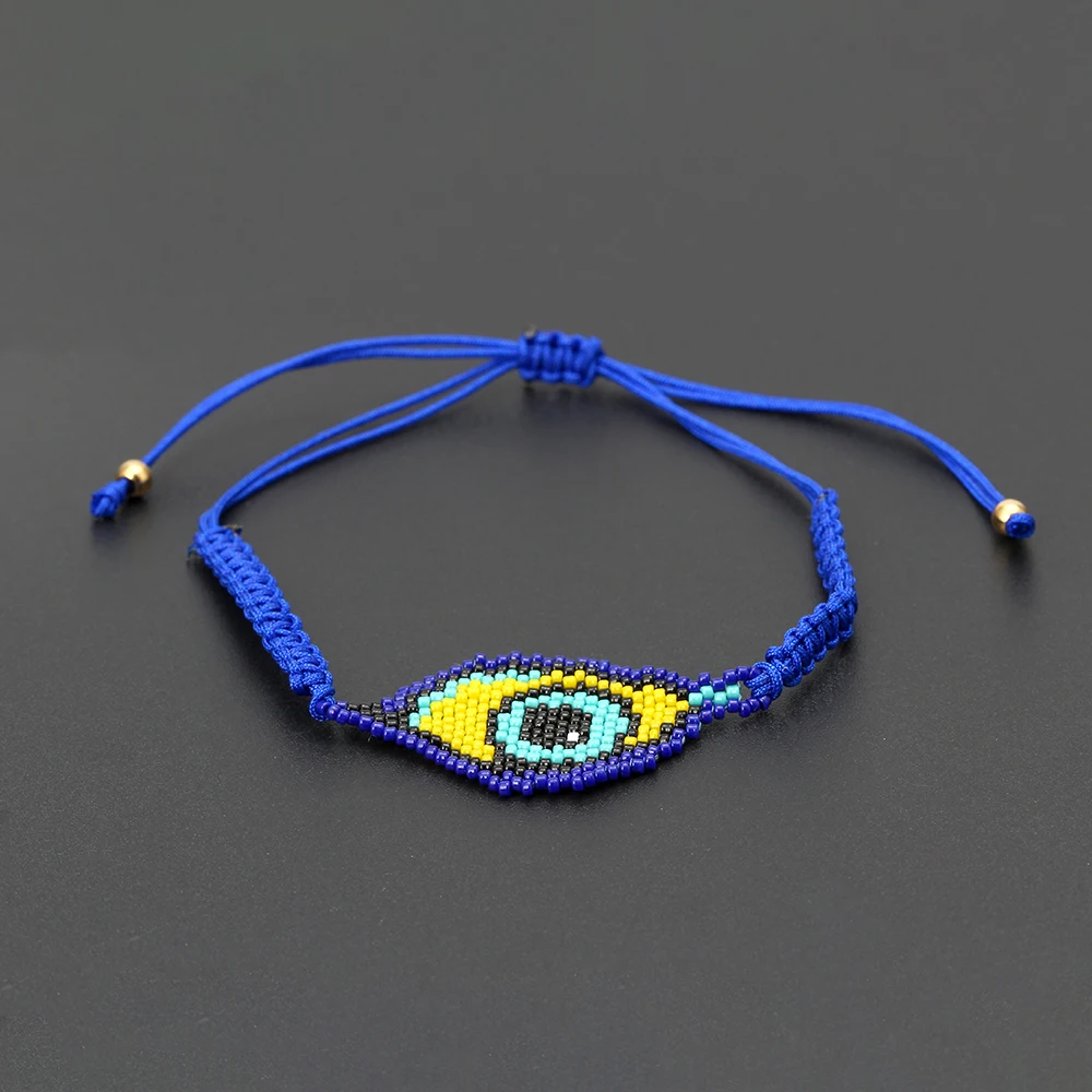 EVIL EYE Miyuki плетеный браслет из бисера голубая веревка цепочка регулируемый браслет с бусинами ручной работы DIY ювелирные изделия для женщин EY6393