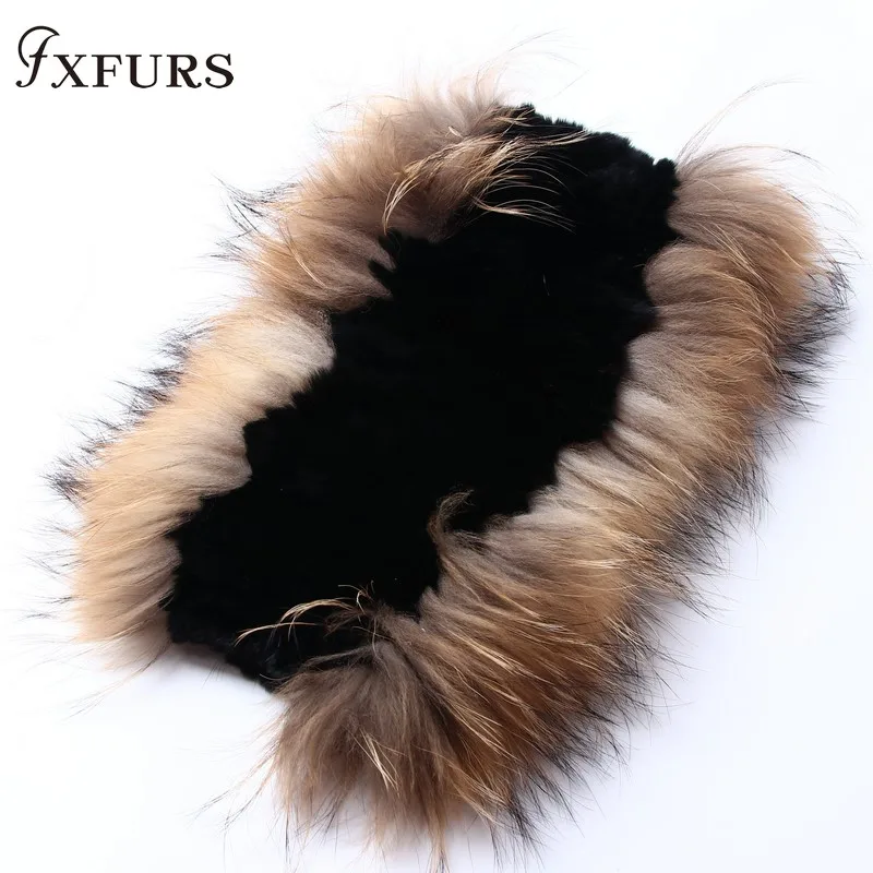 FXFURS 2020 новый шарф из меха кролика рекс для женщин серебристого лисьего зимние