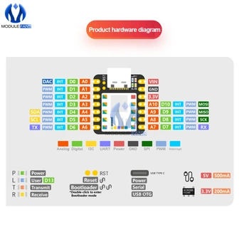 Microcontrollore Seeeduino XIAO SAMD21 Cortex M0 + Nano 48MHZ SPI I2C Interfaccia Per Arduino IDE/IOT Sistema Tipo-C Strumento di Sviluppo