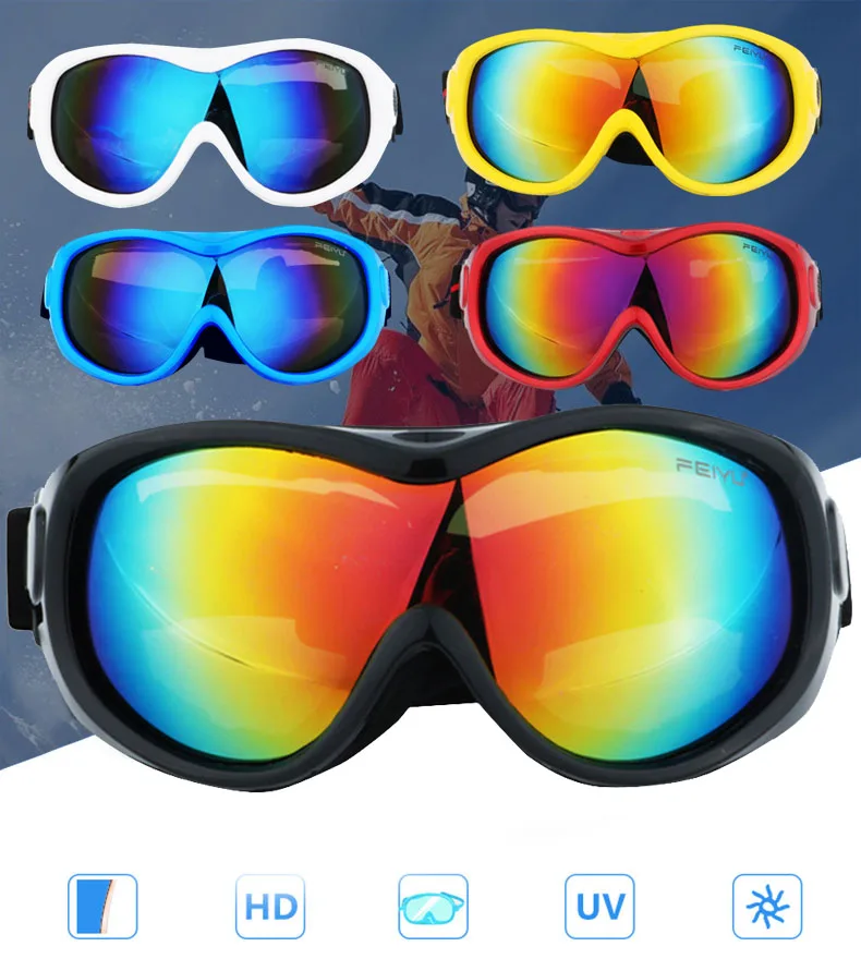 

Ski Goggles With Ski Mask Men Women Snowboard Goggles Glasses Skiing UV400 Protection Anti-fog Snow Skiing Glasses