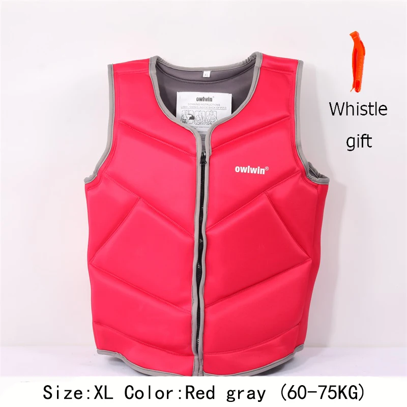 red gray XL Модный спасательный жилет для подводного плавания, полибутадиен, резиновый спасательный жилет для детей и взрослых, одежда для плавания, катания на лодках, лыжах, вождения, Лыжный жилет - Цвет: red gray XL