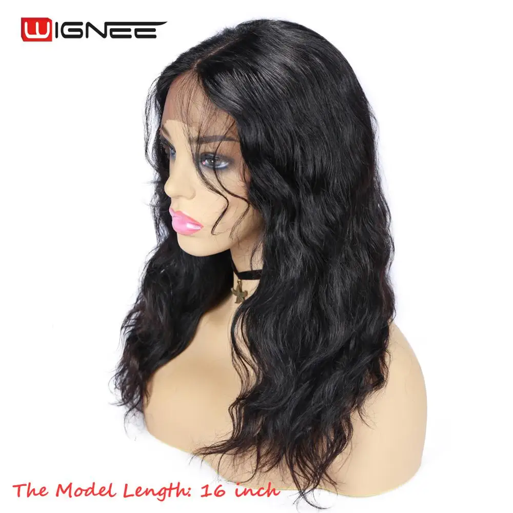 Wignee кружевные передние человеческие парики с детскими волосами для черных женщин бразильские предварительно выщипанные волосы без клея натуральные волнистые человеческие волосы парики