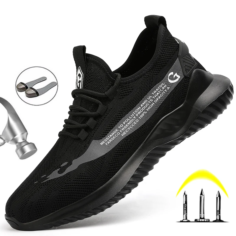 

Indestructible Shoes Men Steel Toe Cap Work Safety Shoes Puncture-Proof Men's Boots Non-Slip Lightweight Breathable Man Sneakers