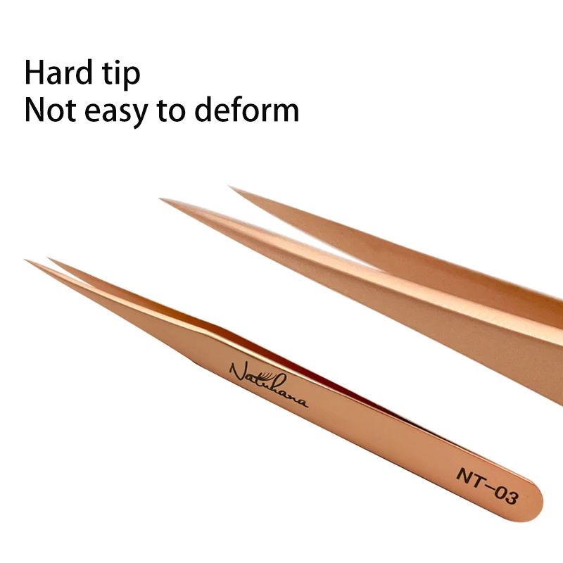 Anti-Static Eyelash Extension Tweezer Gold Stainless Steel Eyelashes Tweezers Professional for Volume Fan Makeup Tools