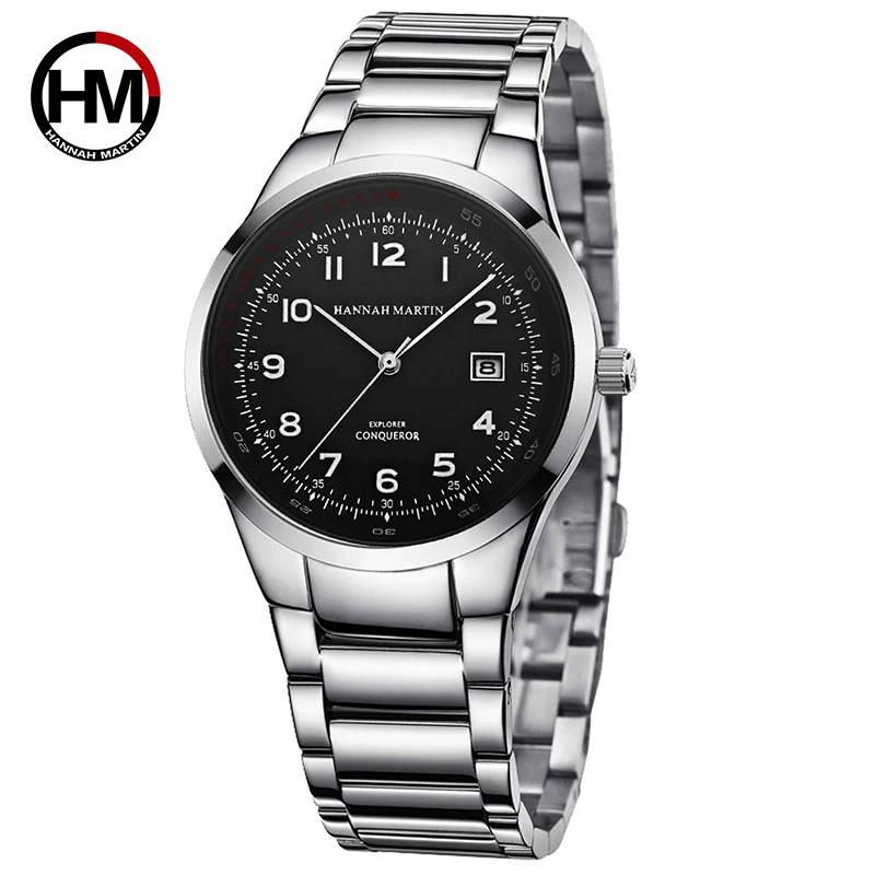 

Hannah Martin 2020 New Watches Men Quartz Clock Fashion Sports Stainless Steel Strap Black Calendar Watch Relogio Masculino