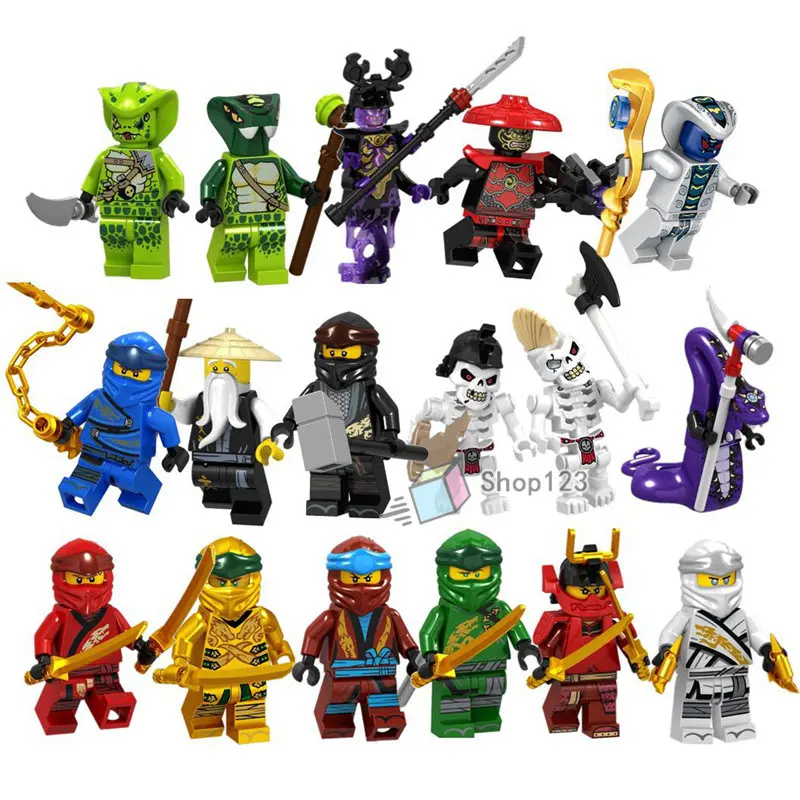 

Ninja Chap Rai Scout Building Blocks Snakes Jay Zane Nya Lloyd Nuckal Chokun Snake Skeleton Bone Soldier Brick Toys for Children