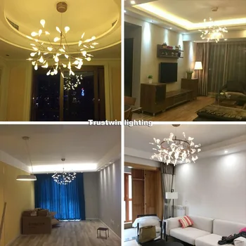 

Post modern stylish tree branch leaf LED pendant light lamp firefly ceiling LED hanging lamp light for living dinning room foyer