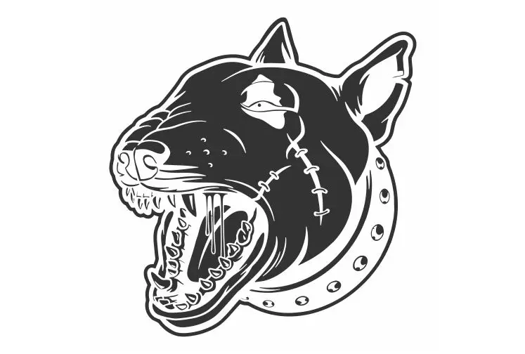 Злый мундштук бультерьер с открытым горлом для автомобильных шин логотипом