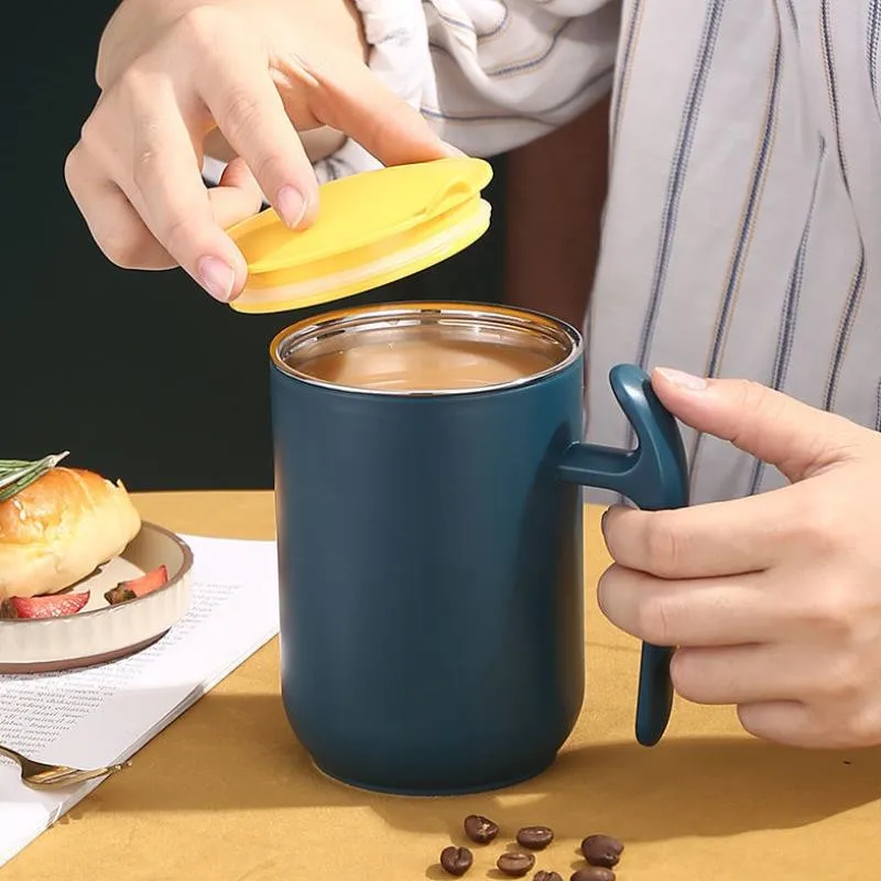 Double Wall Stainless Steel Insulation Coffee Mug Anti-Scald Mug With Removable Lid