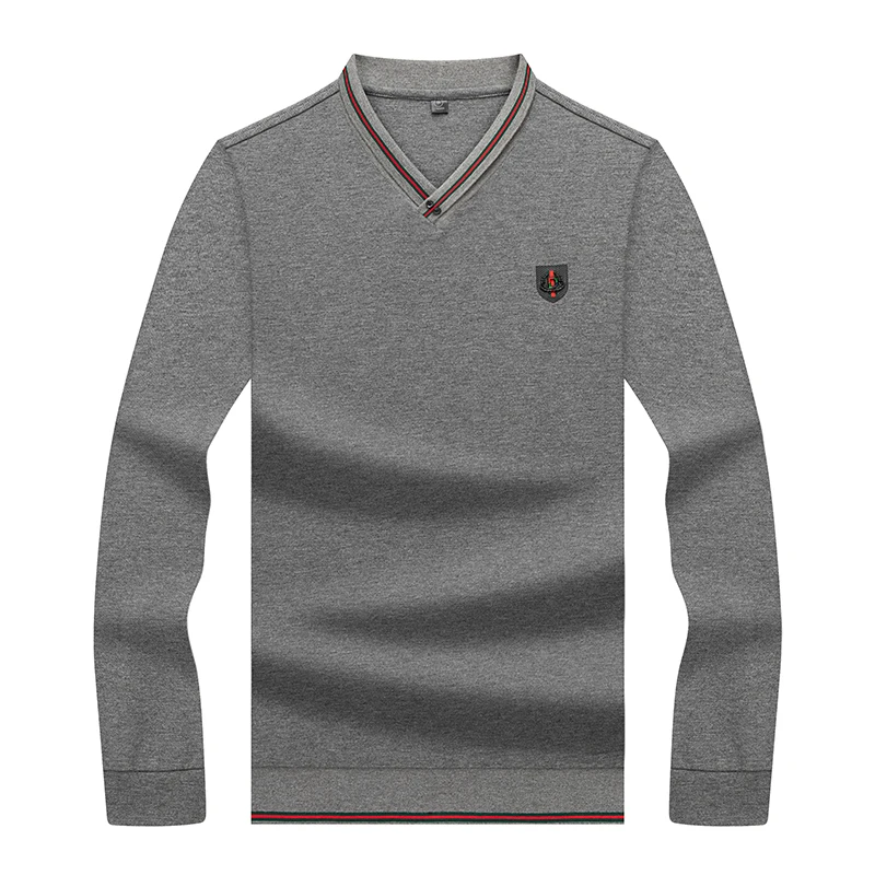 Новая дизайнерская футболка мужская брендовая одежда футболка с длинными рукавами Мужская высококачественная повседневная футболка с v-образным вырезом Деловая одежда 8859