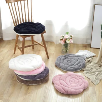 

45 x45CM Round Rose Plush Cushion Chair Home Floor Chair Decor Anti-skid Bay Futon Cushion Pad Car Mat Chair Anti-Decubitus