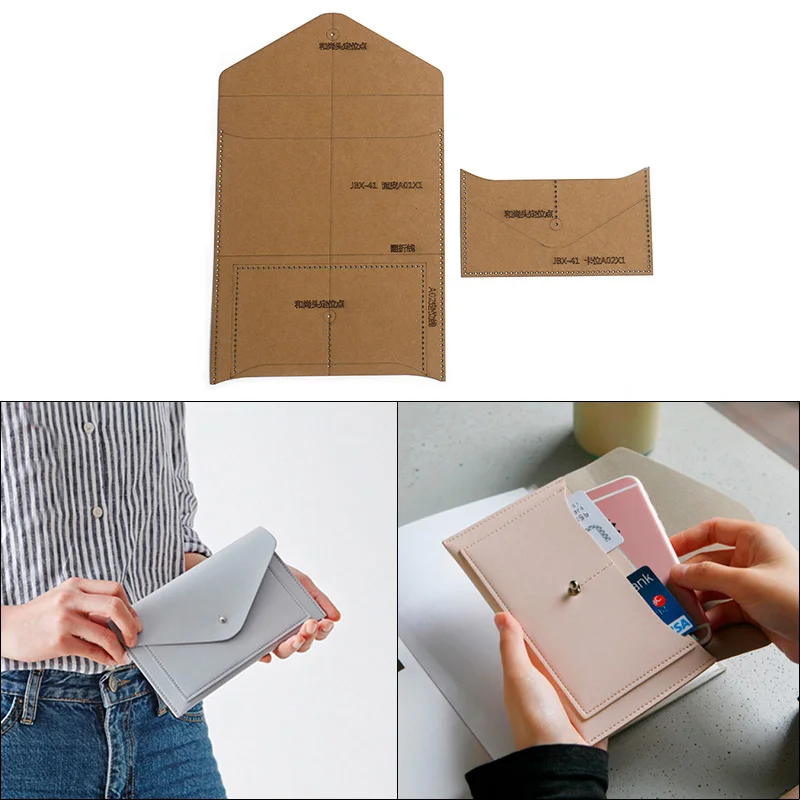 1 компл. DIY шаблон из крафт бумаги Модный милый и простой клатч бумажник кожаный