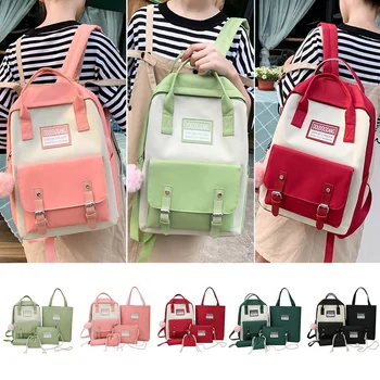 

5 Pcs/Set High School Bags for Teenage Girls 2020 Canvas Travel Backpack Women Bookbags Teen Student Schoolbag Bolsas Escolar