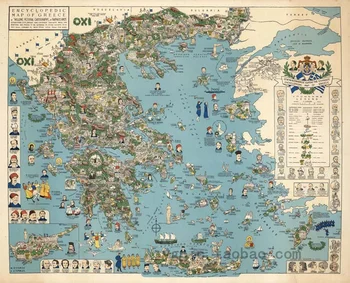 

Print Oil Painting on Cotton Canvas Canvas Painting Abstract Christmas Decorations for Home Greece Retro Map