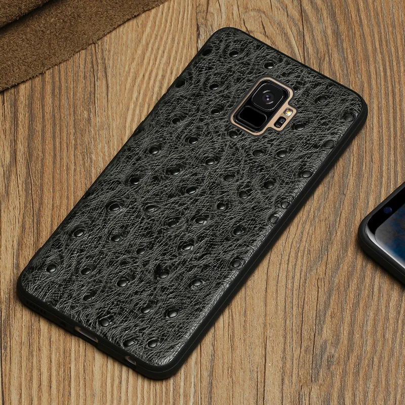 Кожаный чехол для samsung Galaxy S7 S8 S9 S10 Plus, защитный чехол из кожи страуса для samsung A70 A30 A40 A50, чехол