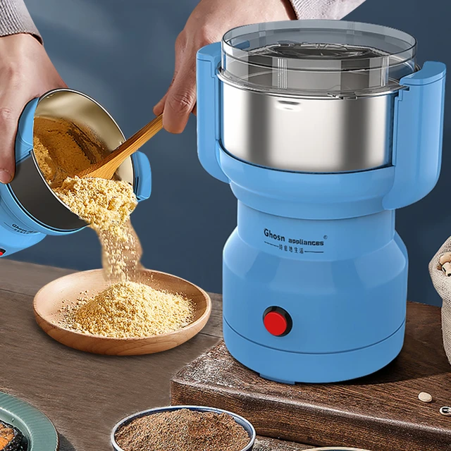 Electric Coffee Grinder Household Cereals Nuts Spices Beans Flour Grinder  Machine Portable Multifunctional Kitchen Chopper Blade - AliExpress