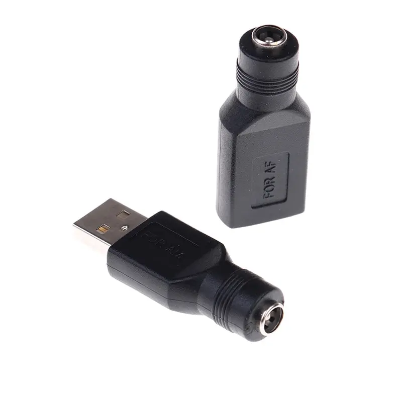 Female Jack To USB 2.0 Male Plug / Female Jack 5V DC Power Plugs Connector Adapter Laptop 5.5*2.1mm Black Color afbeelding
