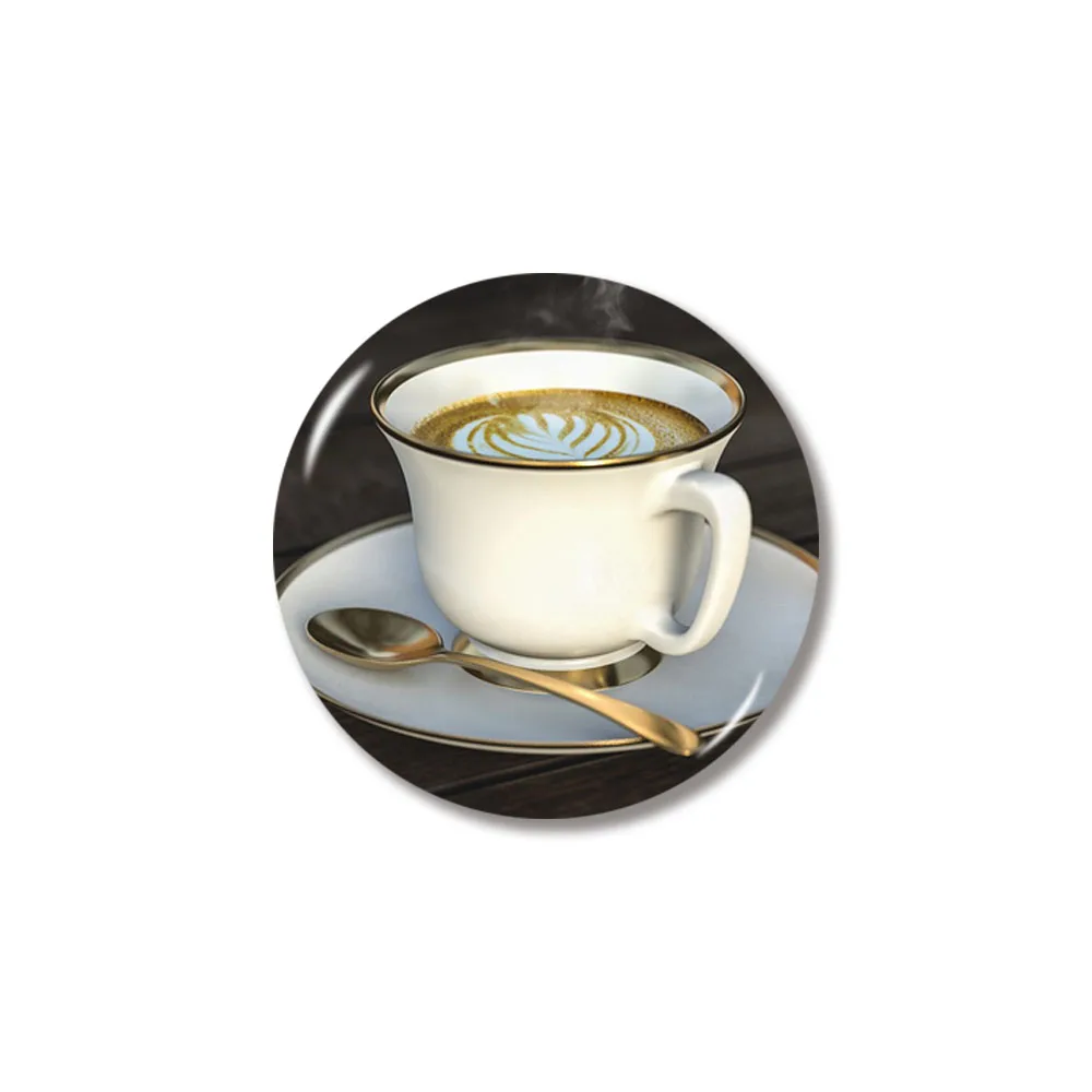 Lychee 3D Glass Coffee Magnet Round Shape Refrigerator Magnets Travel Souvenirs Home Kitchen Decoration