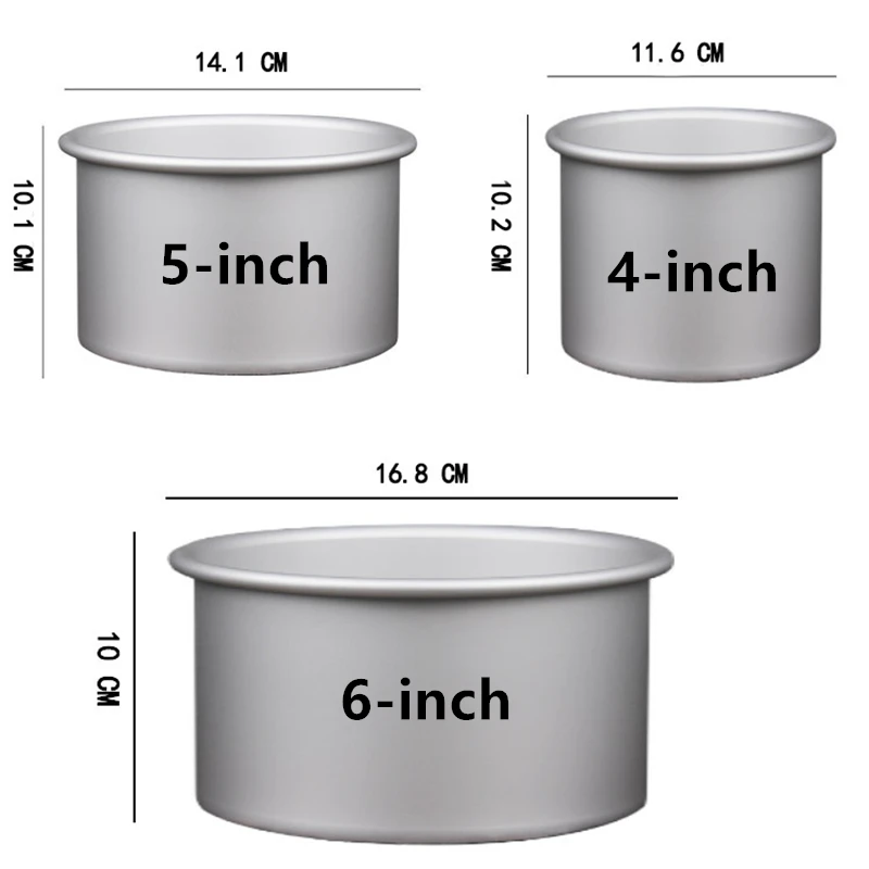 1 Piece Round Cake Pan Removable Bottom Cheesecake Chiffon Mold 10cm Deep Anodized Aluminum