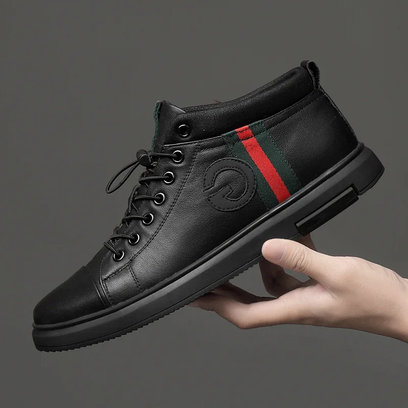 

Autumn And Winter New Style plus Velvet MEN'S BOOTS Hight-top Genuine Leather Martin Boots Men's Casual Skate Shoes Boots Men's