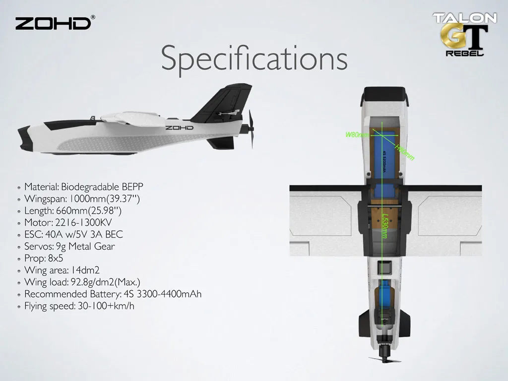 ZOHD Talon GT Rebel 1000 мм размах крыльев V-Tail BEPP FPV Самолет RC самолет Летающий крыло PNP