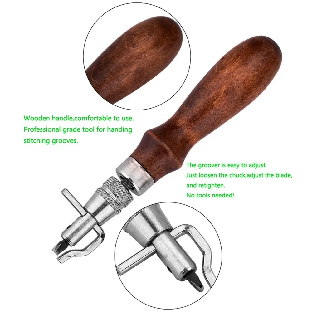 7 в 1 Pro шитье по коже кожа Groover Edger Beveler DIY Кожевенные инструменты сшить складку Набор для работы с кожей
