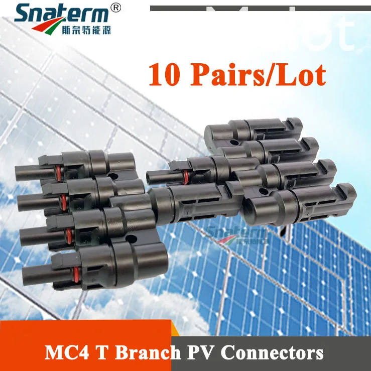 

10 Pairs/Lot 4 to 1 Connector Solar PV MC4 Branch Connectors Solar Panel MC4 4T Branch Male & Female Solar Energy Adapter