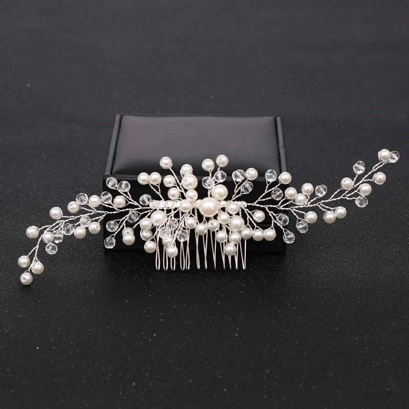 Trendy Pearl Wedding Bridal Hair Combs Headpiece Accessories Women Back Decorative Comb | Украшения и аксессуары