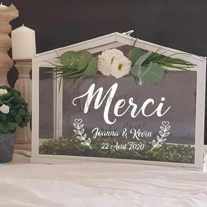 Wedding Cards and Gifts Box Vinyl Sticker Texts Names Decals Wedding Card Sign Stickers Art Decor