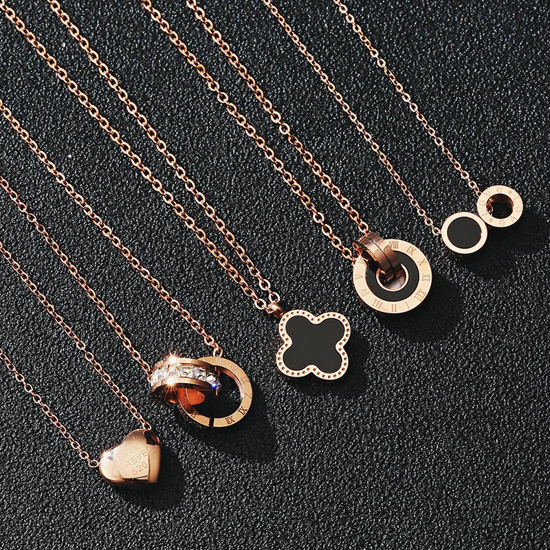 

European And American Minimalist Titanium Steel Necklace Swan Necklace Animal Pendant Fashion Heart Shape Necklace Choker Manufa