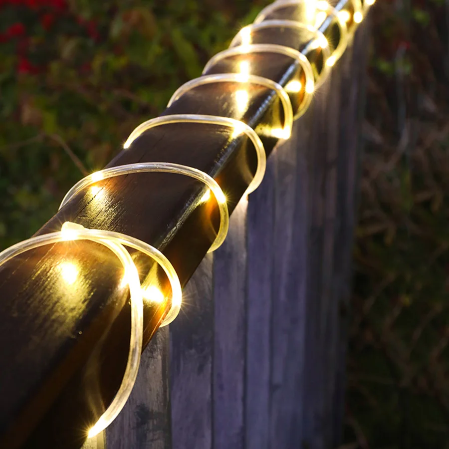 100/200/300 LED Rope String Lights Waterproof Copper Wire Tube Fairy Garland Christmas Light for Garden Yard Path Tree Decor