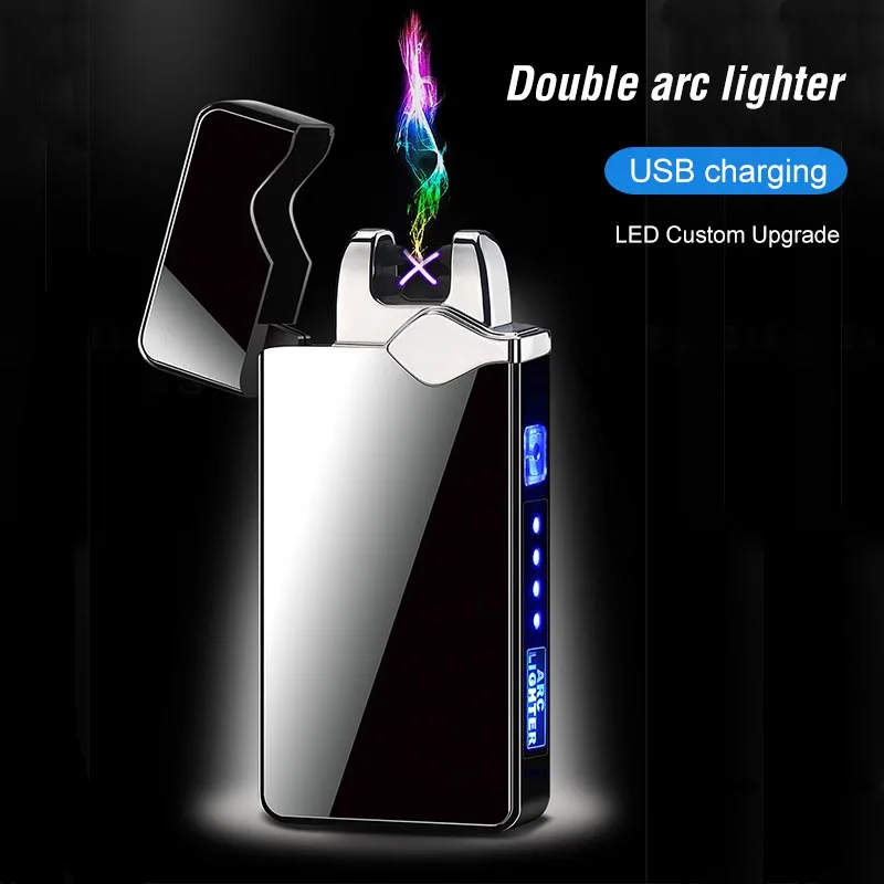 Ветрозащитный электронная USB Зажигалка двойной дуговой перезаряжаемый