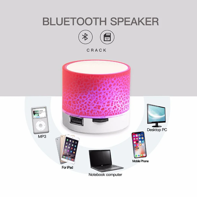 Bluetooth 4 0 подключение мини беспроводной громкоговоритель трещины светодиодный TF