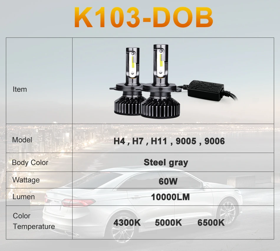 CARLitek H7 H4 Led Turbo 12V Авто фара DOB лампа H 11 Led HB4 HB3 H7 H8 противотуманная фара 4300K 5000K 6500K 10000LM