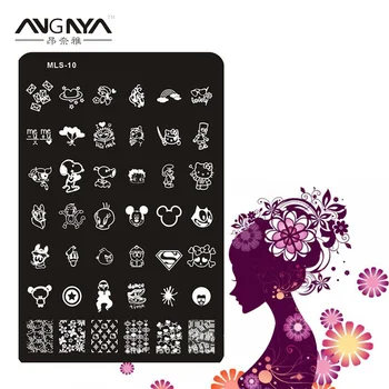 

ANGNYA 1Pcs MLS Series Nail Art Image Plate Stainless Steel Cartoon Animal Design Nail Template Manicure Stencil Tool MLS-10