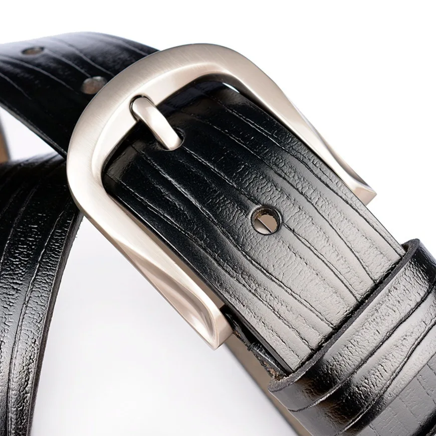 High-end Leisure Pin-button Men's Genuine Leather New Vintage Bark Pattern Pure Cowhide Men Belt Fashionable Trousers