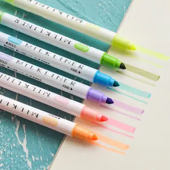 

5Pcs Colorful Candy Color Double-end Highlighters Markers Fluorescent Milkliner Stationery Gift