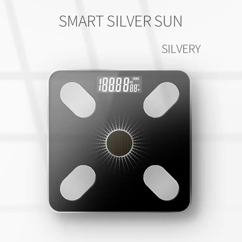 Солнечная зарядка приложение Bluetooth Интеллектуальный электронный баланс веса тела Жир весы поддержка для Android или IOS