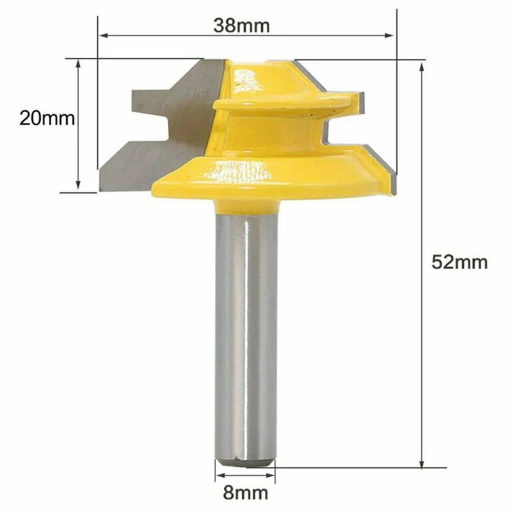 

Parts Lock Miter Bits 2PCS 45 degree Router 8mm Shank Woodwork Milling