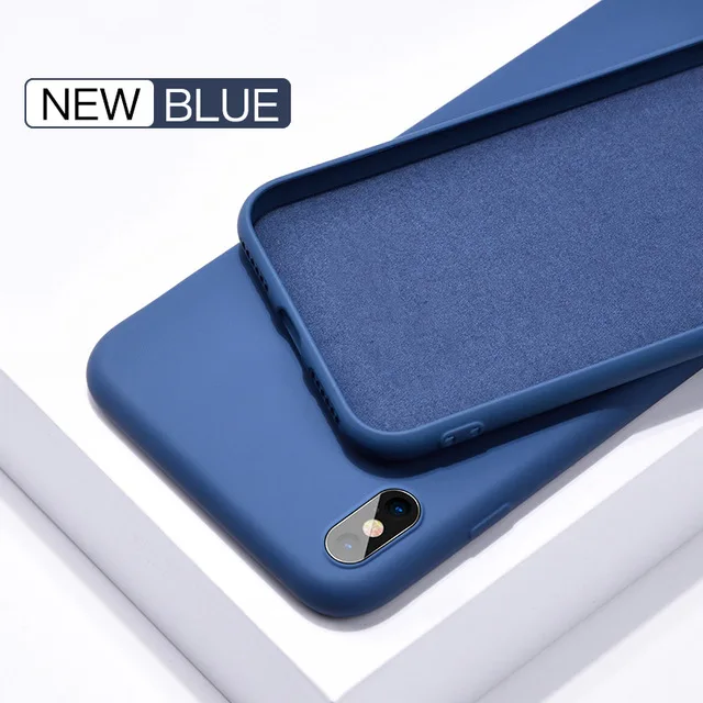 Тонкий мягкий чехол для iPhone 7, 8, 6, 6s Plus, жидкий силиконовый чехол, карамельный цвет, Coque Capa для iPhone X, Xs, 11 Pro, Max, XR - Цвет: Blue