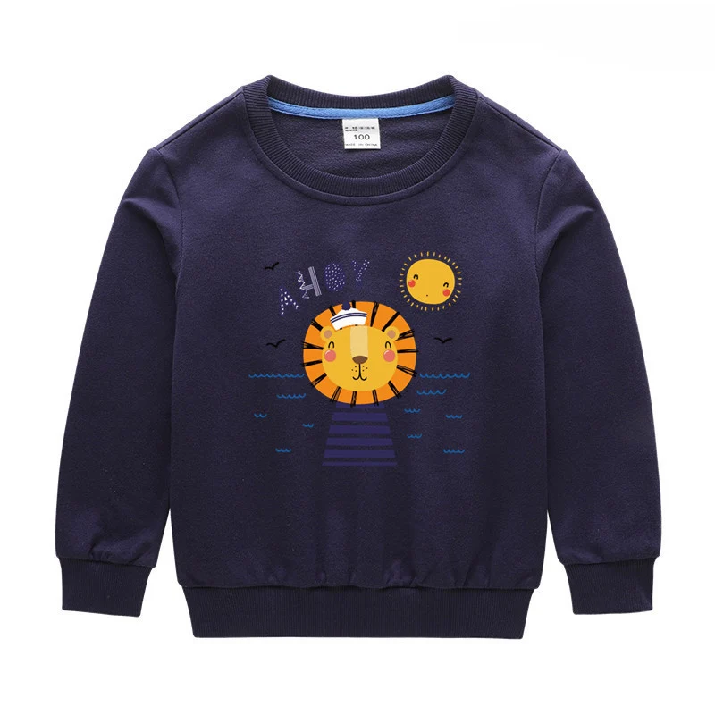 Детский свитер; Осенняя спортивная детская одежда с героями мультфильмов; рубашки для мальчиков и девочек; детские толстовки с длинными рукавами - Цвет: Navy