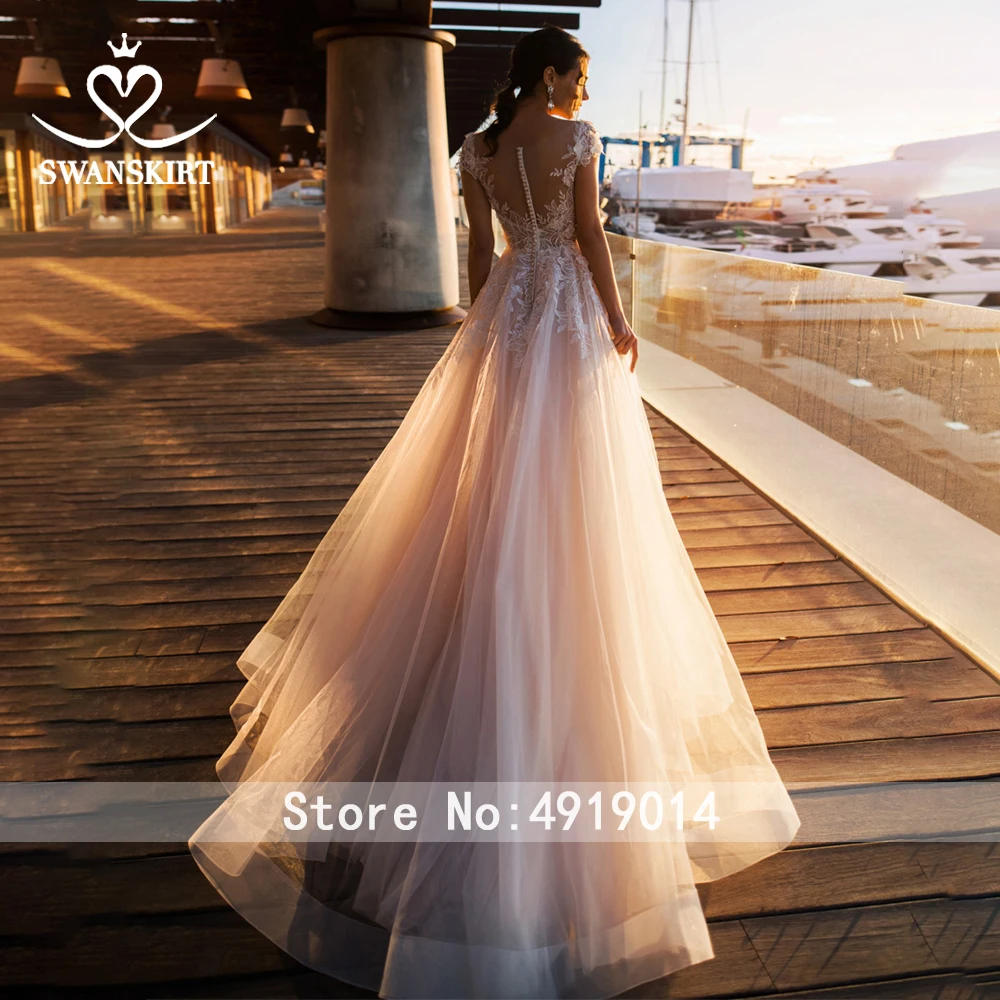 Модное свадебное платье с аппликацией 2019 милое ТРАПЕЦИЕВИДНОЕ ПЛАТЬЕ Boho Vestido De