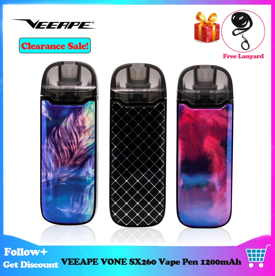 VEEAPE VONE SX260 Pod Vape Kit 1200 мАч с 2 мл 1.0ohm многоразовый картридж с испарителем комплект vs VINCI Minifit AI EVO Kit