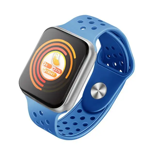 Полный экран сенсорный F9 Смарт часы для женщин и мужчин водонепроницаемый сердечного ритма кровяное давление Smartwatch для IOS Android телефон pk S226 P68 - Цвет: silver blue