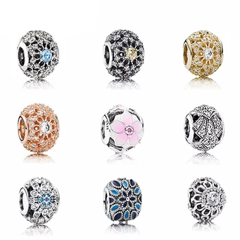

NEW 100% 925 Sterling Silver Hollow Crystal Charm Bead Pearl Fit Original Bracelet DIY bracelet factory Wholesale
